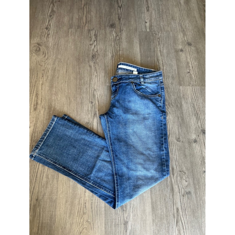 Vintage DKNY Women's Mid Wash Jeans Size 13 Y2K Contrast Stitch Wave Pockets